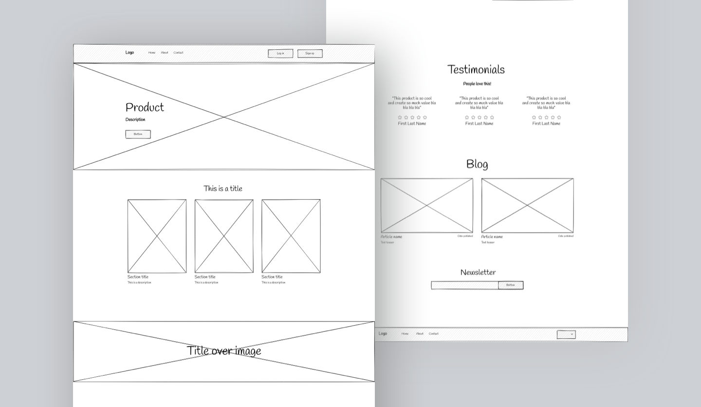 single wireframe page